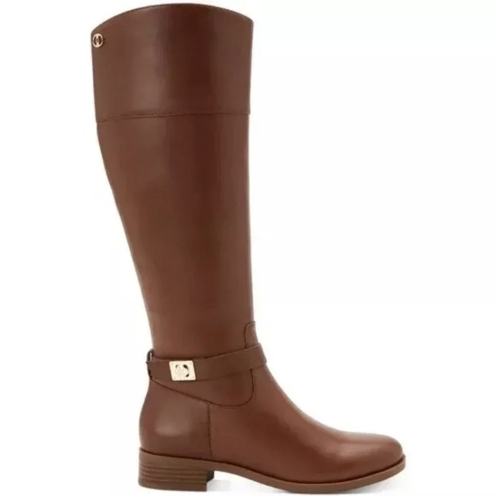 Charter Club Womens Size 5 Johannes Tall Riding Knee High Boots Leather Brown